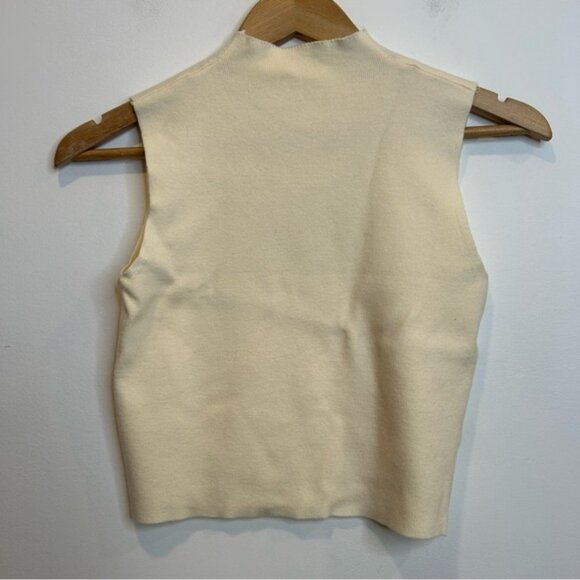 Black Cats Mock Neck Sleeveless Sweater Cream - Picture 4 of 4